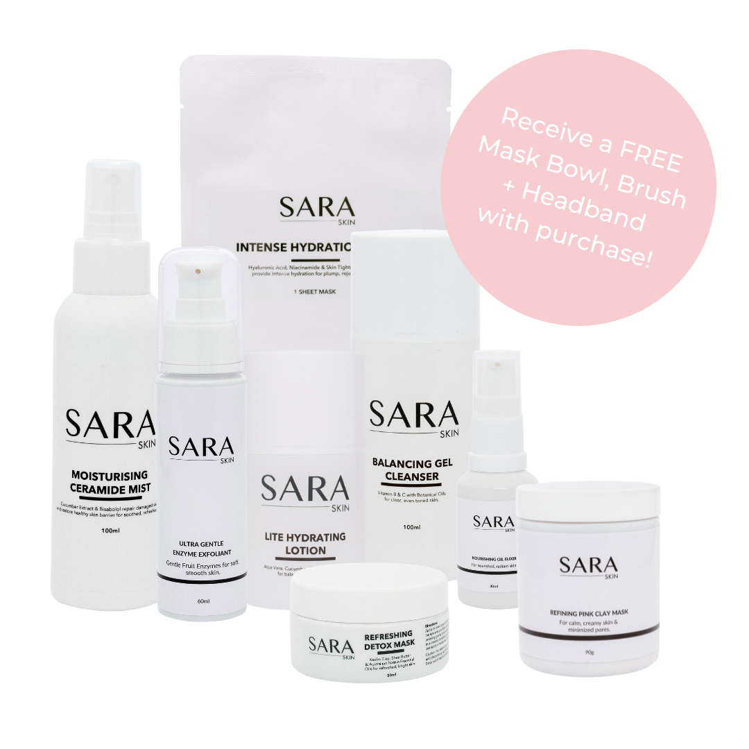 Sarah Mask Complete Set with free Mask Bowl, Mask Brush + Headband – SARA Skin